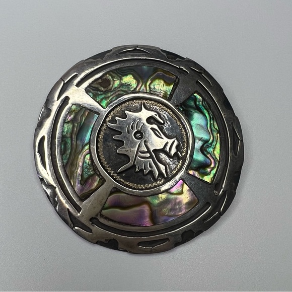 Aztec or Mayan Seahorse Pendant OR Brooch Pin Vintage Sterling Silver 925 - Picture 1 of 4